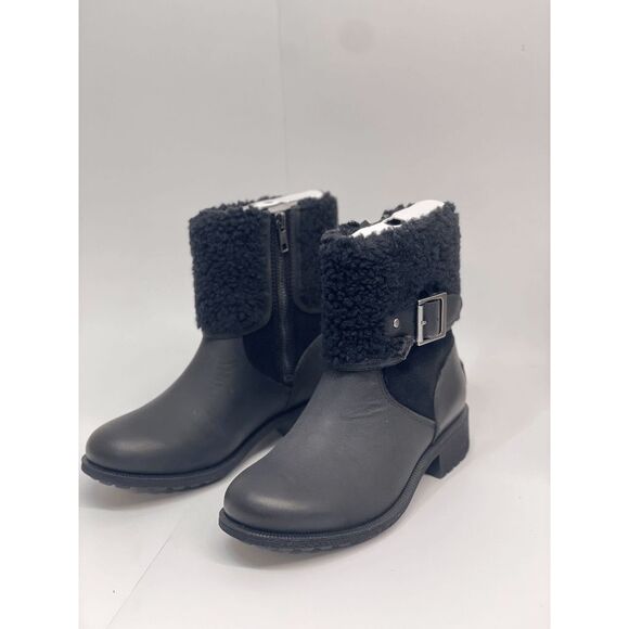 UGG Women's Elings Boot - Black Leather 5M